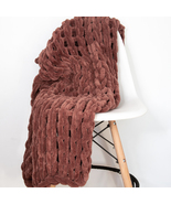 Donna Sharp Rust Chenille Knitted Throw - £64.49 GBP