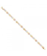 14K Tri Color Diamond Cut Flower Bracelet - $363.79 CAD