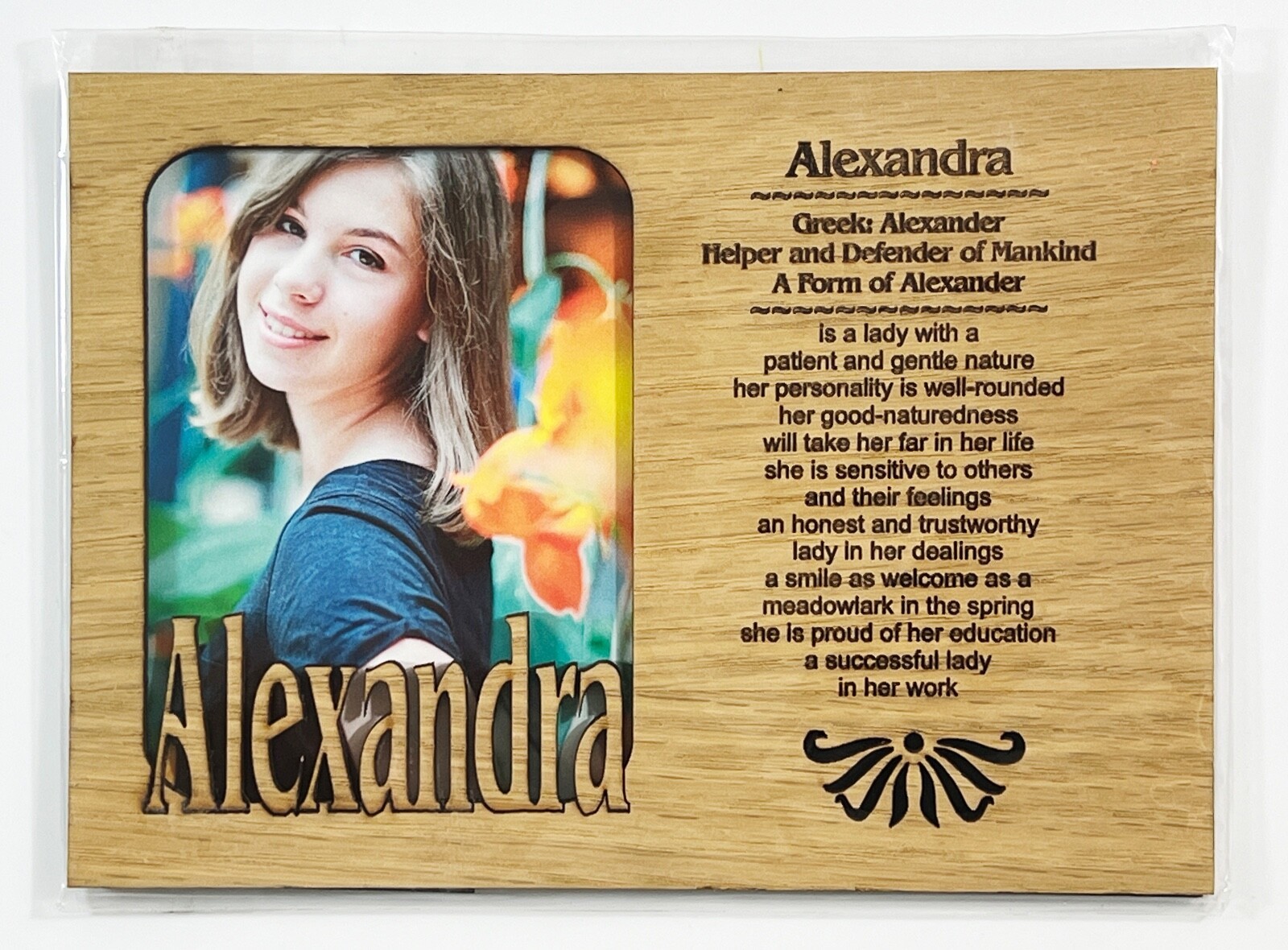 ALEXANDRA Personalized Name Profile Laser Engraved Wood Picture Frame Ma... - $9.90