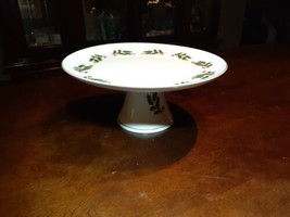 Compote Pedestal Bowl Dish Mistletoe Design Centerpiece Holder Ceramic J... - $14.75