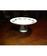 Compote Pedestal Bowl Dish Mistletoe Design Centerpiece Holder Ceramic J... - $14.75