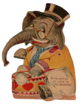 Vintage Mechanical Valentine&#39;s Day Valentine Card Elephant Trunkful Of L... - $23.12