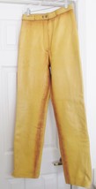 Vtg Revolution In Leather Canada Hand Made Unisex Biker Jeans Pants Mustard Rare - £232.05 GBP