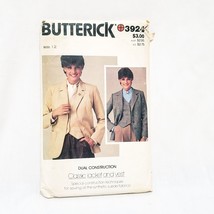 Misses&#39; Jacket &amp; Vest Size 12 Butterick 3924 Vintage Precut Pattern - $15.83