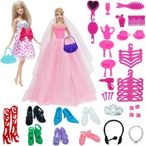 52 Pack For Barbie Doll Clothes Doll Princess Dress Bride Wedding Skirt For Kids - £9.17 GBP