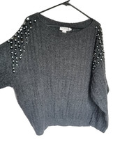 nwt Molly Bracken Beads Sequins Sweater grey L  - $39.00