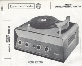 1957 KNIGHT 93SZ507 93SZ740 Record Player Photofact MANUAL Phonograph Am... - $10.88