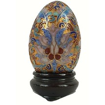 Vintage Chinese Egg Cloisonné Enamel on Brass on Stand 3&quot; - £10.49 GBP