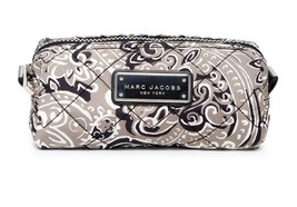 Marc Jacobs Cosmetic Bag Quilted Paisley Narrow Pouch Grey NEW - £55.26 GBP
