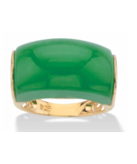 GENUINE GREEN JADE LUCKY SYMBOLS DOME 14K GOLD STERLING SILVER RING 6 7 ... - £234.67 GBP