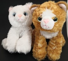 Aurora 8&quot; Stuffed Animal Bean Bag Orange White Tabby Kitten Cat Qty 2 Plush - $19.80