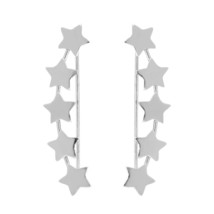 Array of Charming Polished Stars Sterling Silver Crawler Earrings - £8.85 GBP
