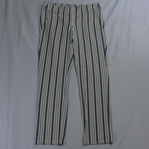 LOFT 0 White Stripe Blue Skinny Ankle Casual Pants - £11.74 GBP