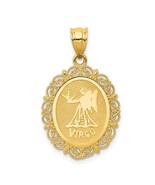 14K Yellow Gold Virgo Zodiac Oval Pendant - €283,35 EUR