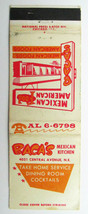 Baca&#39;s Mexican Kitchen - Albuquerque, New Mexico Restaurant 20FS Matchbook Cover - £1.57 GBP