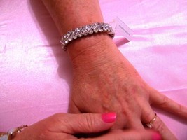 Charter Club 7&quot; Silver Tone Simulated Diamond Stretch Bracelet F262 $38 - £11.50 GBP