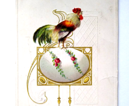 Easter Postcard Rooster Standing On Decorated Egg Series 944 Vintage 1913 - £7.10 GBP