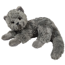 Vintage Ty Plush Beanie Buddy Grey Cat Kitty Lying Stuffed Animal Tylon 2002 12" - £11.41 GBP