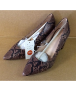 Women&#39;s Bonny Snake Print Block Heeled Pumps - a New Day™ Dark Brown - 7.5 - £15.97 GBP