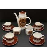 Vintage Staffordshire Ironstone England 12 PC Tea Set Flower Design Brown - $33.66