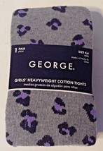 George Girls Winter Fashion Tights Gray Black Animal Print Size 4-6 Footed New - £6.29 GBP