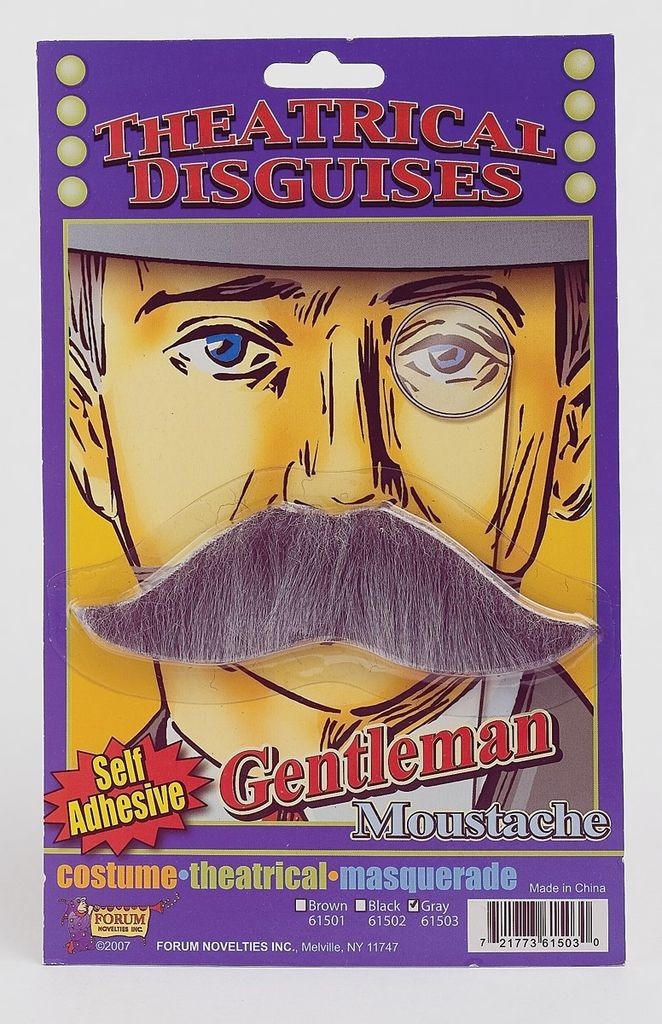 FORUM SELF ADHESIVE GENTLEMAN GRAY THEATRICAL MOUSTACHE 61503 Item image 2