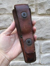 vintage antique pocket knife holster sheath DOUBLE LEATHER gun clip old ... - £58.85 GBP
