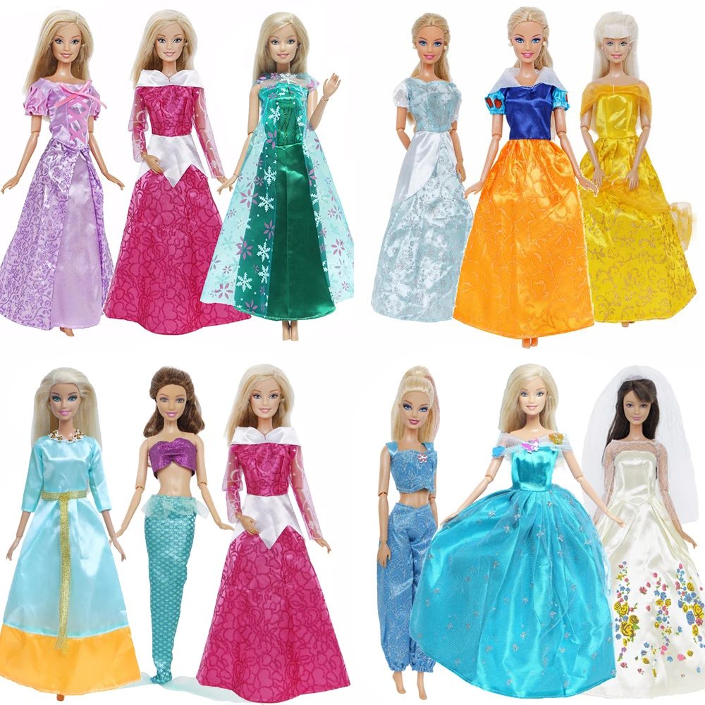 3 Sets Fairy Tale Classic Princess Doll Dresses COSPLAY Party Gown Clothes for - £8.57 GBP+