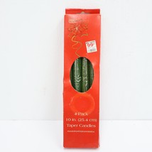 Vtg Holiday Traditions 4 Pack Smokeless Taper Candles 10in Green Unscented - £15.98 GBP