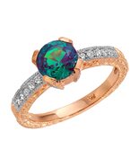 Galaxy Gold GG, 14K Solid Rose Gold, Lab Grown Alexandrite and Diamond R... - $1,452.12