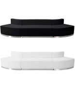 Black White Leather* Curved 3 Pc Reception Sectional Hotel Conference Rm... - $2,439.89