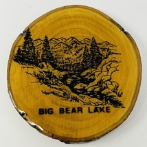 Vintage Big Bear Lake Wooden Fridge Magnet 2.25” x 2.5” Glazed Tree Ring... - £9.98 GBP