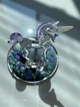 Vintage Miniature Glass Baron Unicorn Mirror Base Fairytale Figurine - £19.98 GBP