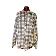 CAbi Shirt Festival Plaid Women Floral Pockets Button Front Size Medium - £21.11 GBP