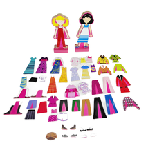 Wooden Dress Up Dolls with Magnetic Clothes Huge Mixed Lot 40+ Clothing - £11.78 GBP