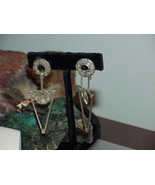 Stunning Deco Sterling Silver Artisan Long Dangle Hoop Earrings Post Pie... - $89.09
