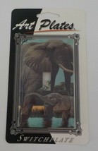 ART PLATES SWITCHPLATE LIGHT SWITCH COVER ELEPHANTS MOM &amp; BABY IN LAKE S... - £9.37 GBP
