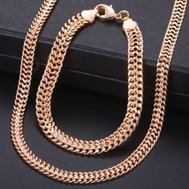 Davieslee Men Women&#39;s Jewelry Sets 585 Rose Gold Color Double Cuban Weaving Bism - £17.93 GBP