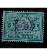 Nice Vintage Used State Of New York Stock Transfer 4 Dollar Stamp, GOOD ... - $4.04 CAD