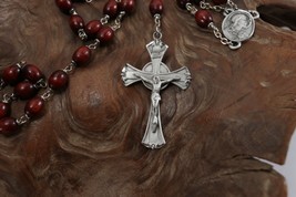 Vintage INRI Crucifix Catholic Jesus Christian Cross Pendant Rosary Necklace A3 - £9.23 GBP