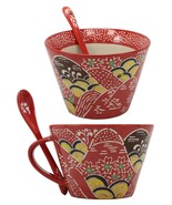 Red Mountain Ranges Landscape Porcelain Coffee Tea Cafe Mug With Spoon S... - £23.59 GBP