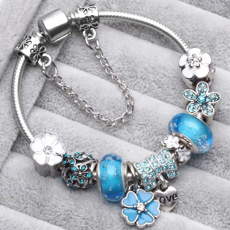 Ge silver color charms bracelets for women diy crystal a brand bracelets women pulseira thumb200