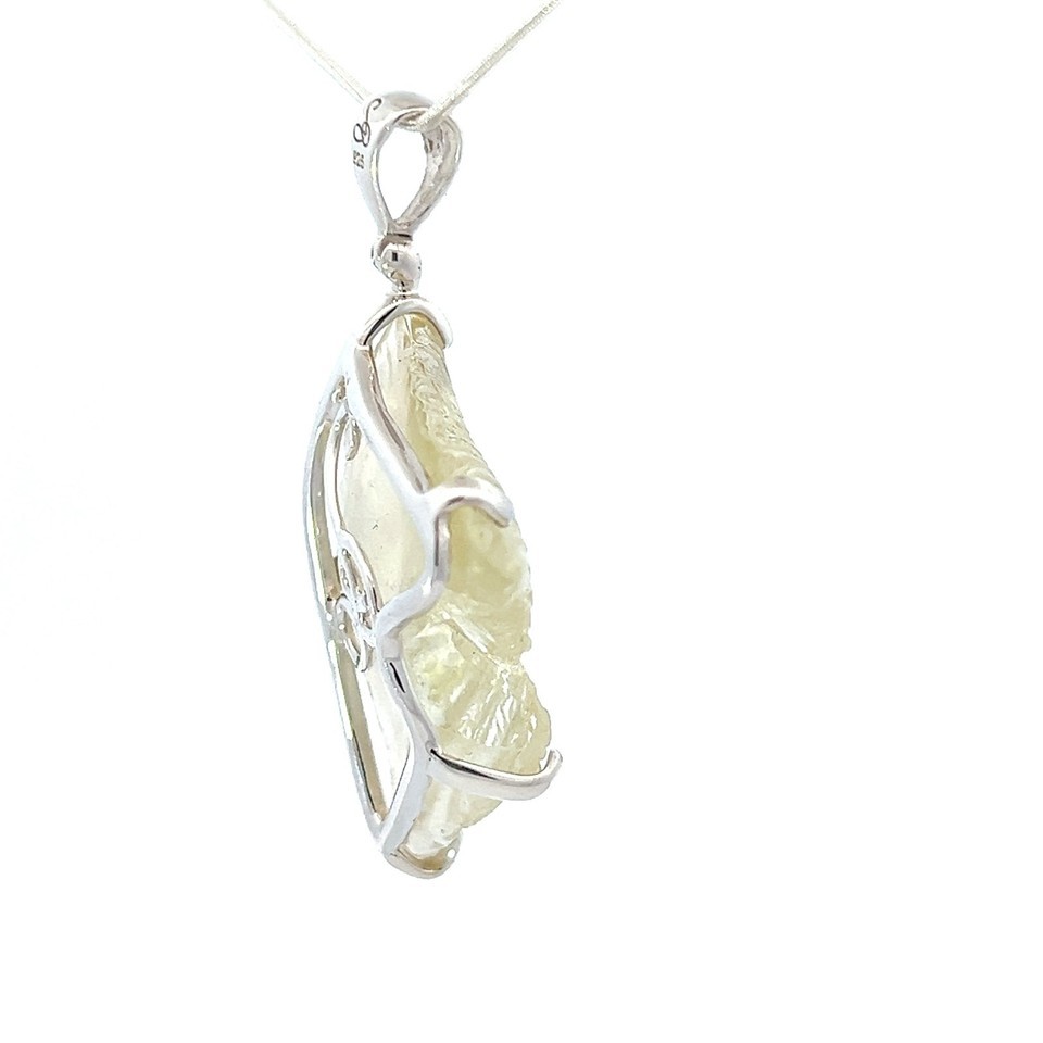 Stones Desire Carved Libyan Desert Tektite Pendant Necklace (22") Yellow Item image 6