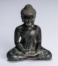 Buddha - Antico Khmer Stile Seduto Bronzo Meditazione Statua - 19cm/20.3cm - £199.52 GBP