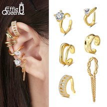 925 Silver Women Ear Cuff Set Non Pierced Ear Clip Gold Plated Minimalist Delica - £44.37 GBP