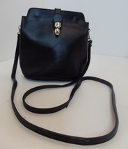 Genuine Leather Borse In Pelle  Made in Italy Black Silvertone Accents Crossbody - £31.65 GBP