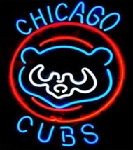 New Chicago Cubs Retro Logo MLB Beer Real Glass Neon Light Sign 20"x16" - $153.99