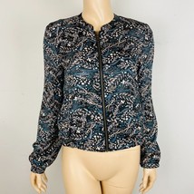 Ann Taylor Loft Black Multicolor Floral Print Women&#39;s Zip Up Jacket * - £13.93 GBP