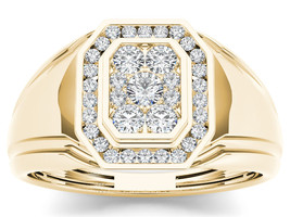 Authenticity Guarantee 
10K Yellow Gold 0.50Ct Diamond Men&#39;s Halo Weddin... - £695.43 GBP