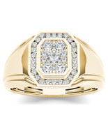 Authenticity Guarantee 
10K Yellow Gold 0.50Ct Diamond Men&#39;s Halo Weddin... - £547.36 GBP